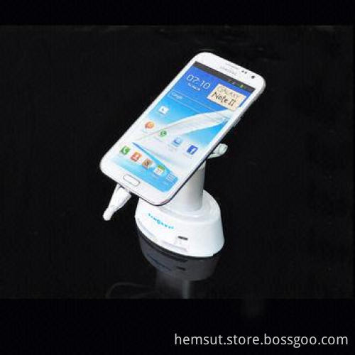 Anti-theft display stand for cell phone, cylinder tall white with alarm function